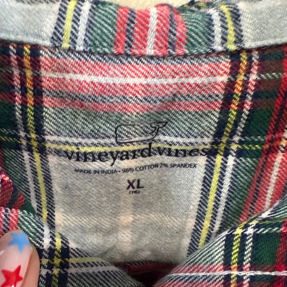 Vineyard Vines Plaid Red‎ Blue Green Button Down Long Sleeve Shirt XL 16